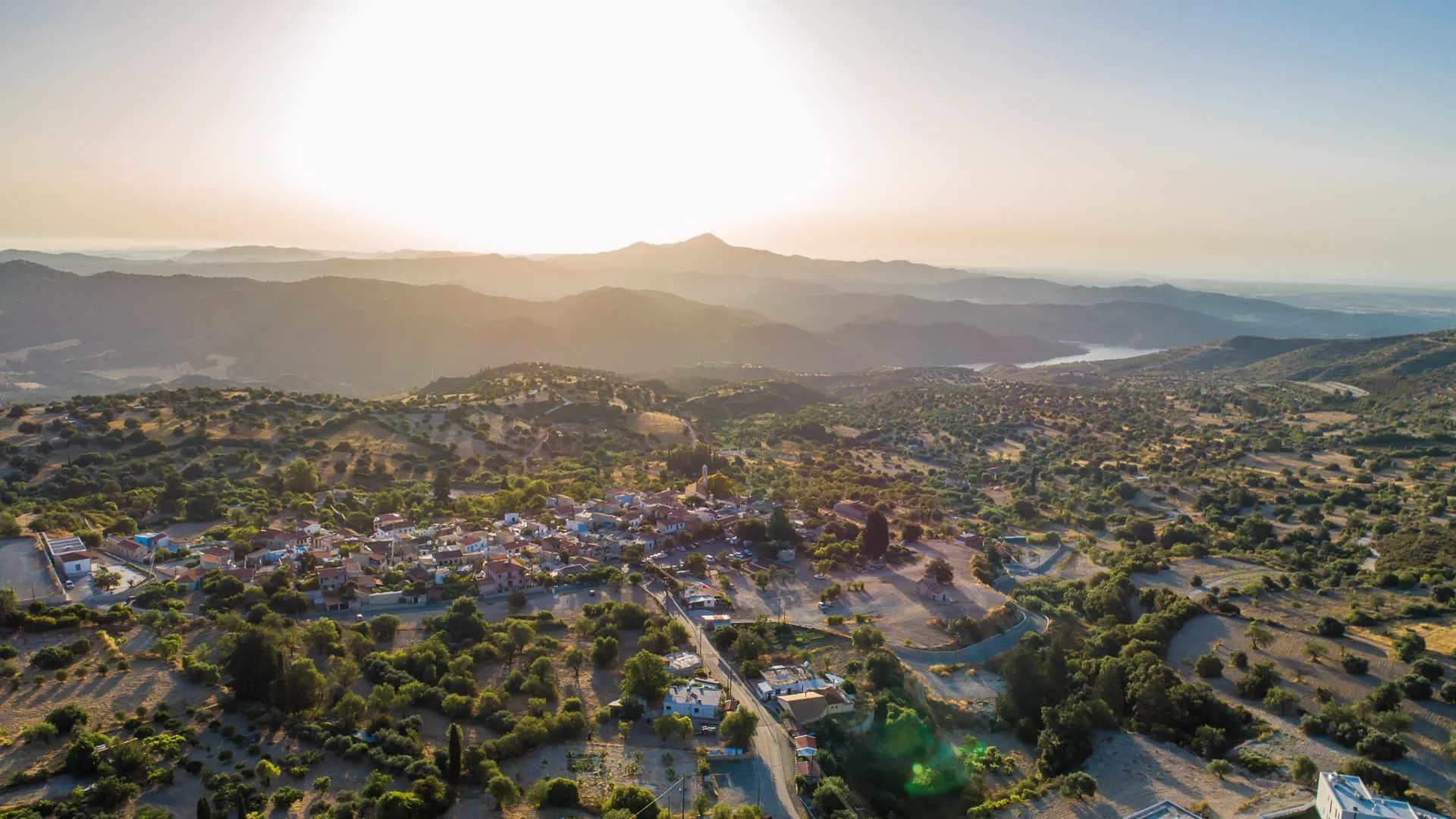 Sunset over the hills around Lefkara