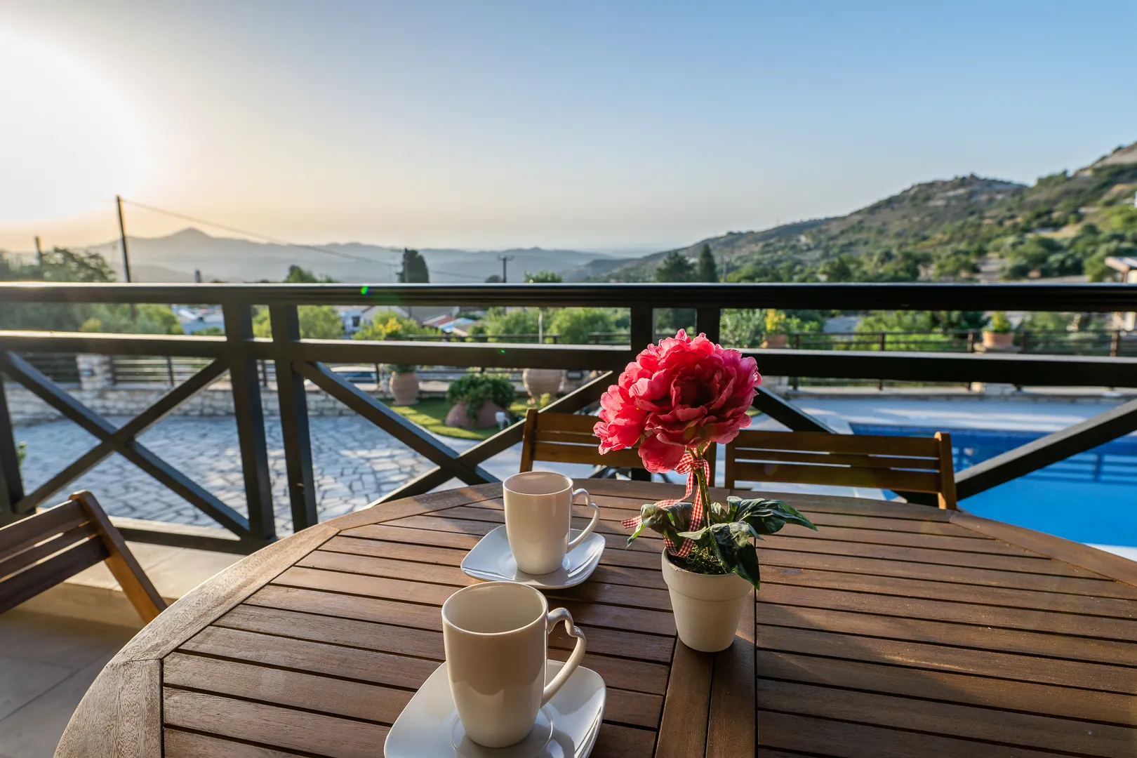 Coffee on the veranda above the pool
